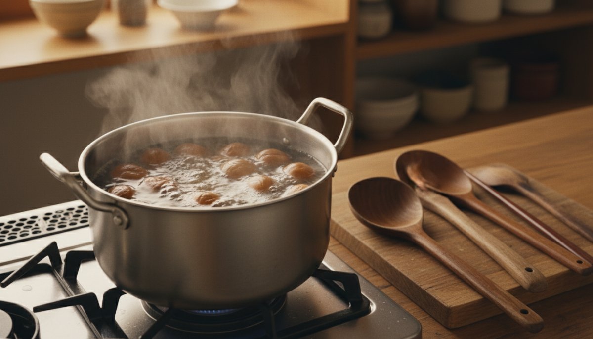 渋皮栗甘露煮のアク抜き工程