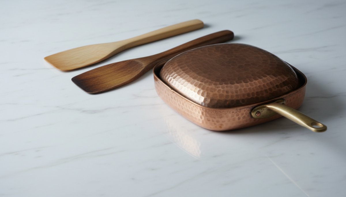 どら焼き作りに使う銅製卵焼き器と調理道具