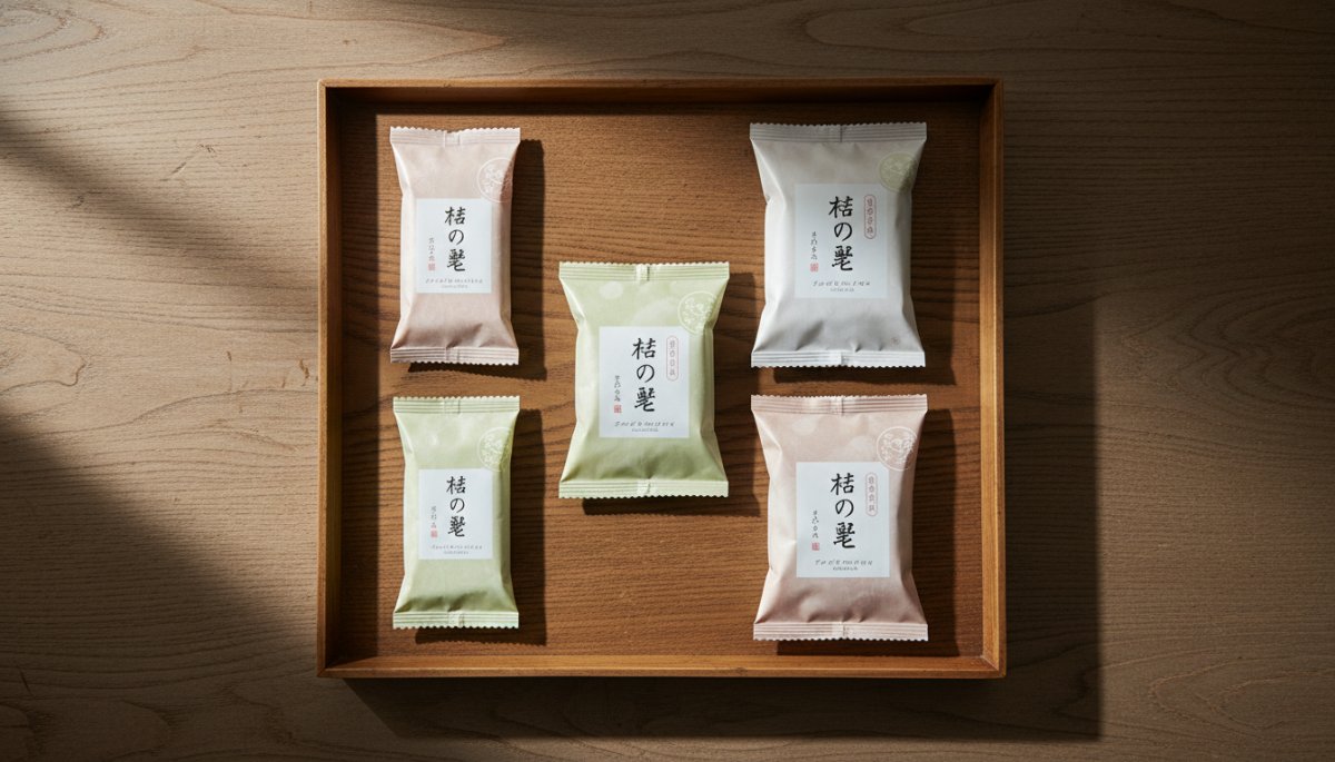 様々な種類の和菓子製造用ミックス粉のパッケージ