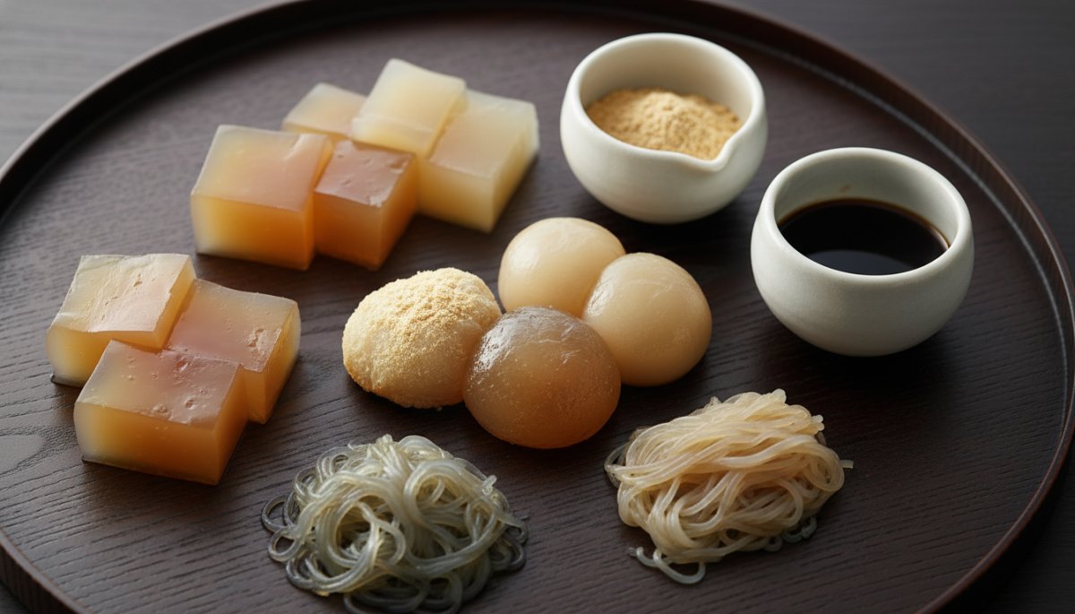 本葛と本蕨粉を使った様々な和菓子の盛り合わせ