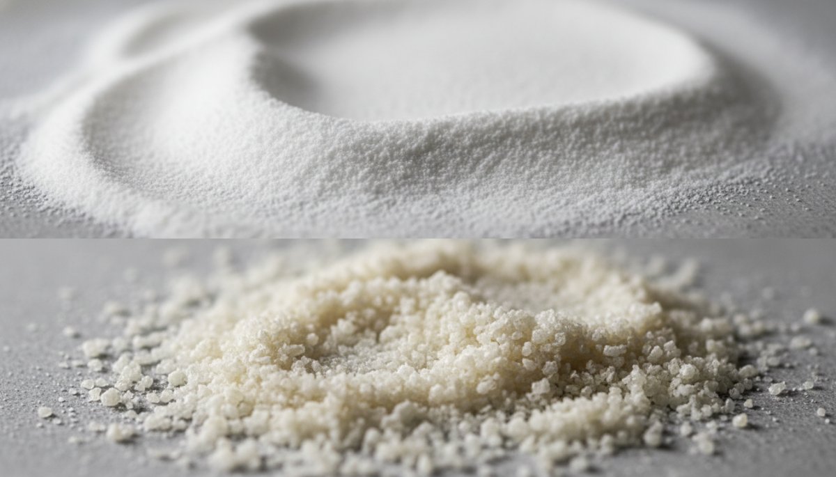 白玉粉とあられ粉の粒度比較イメージ