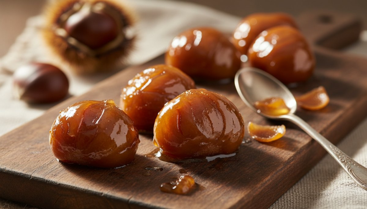 渋皮付き栗甘露煮の断面と質感