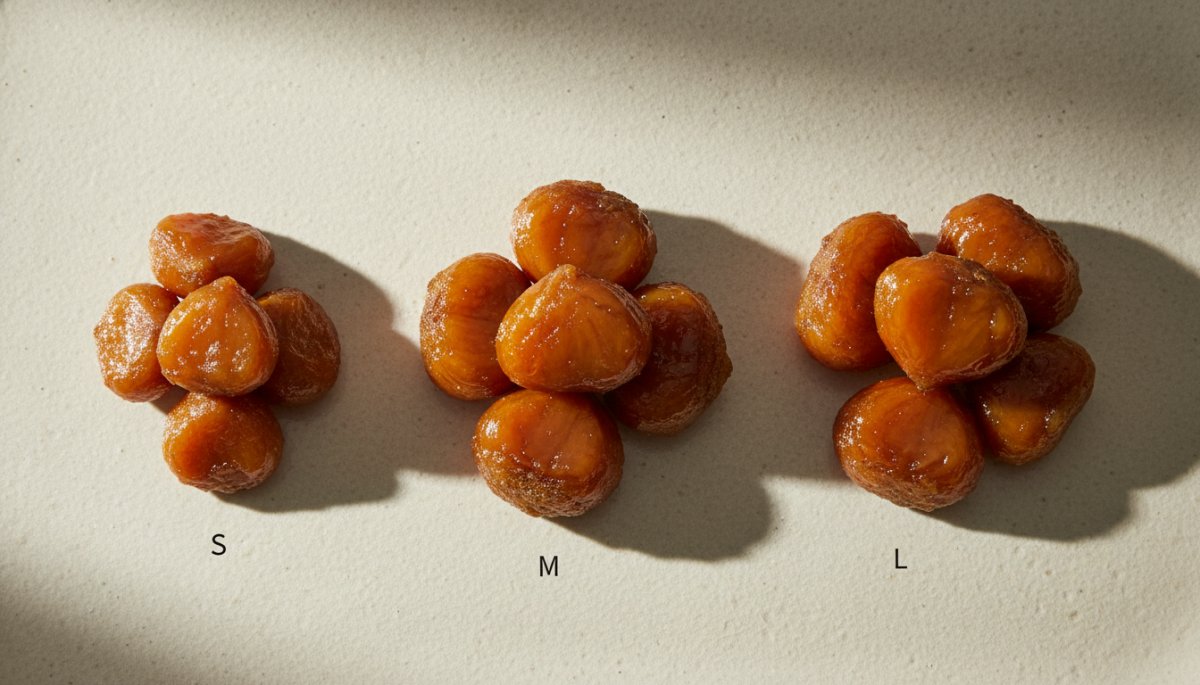 業務用栗甘露煮のサイズ比較