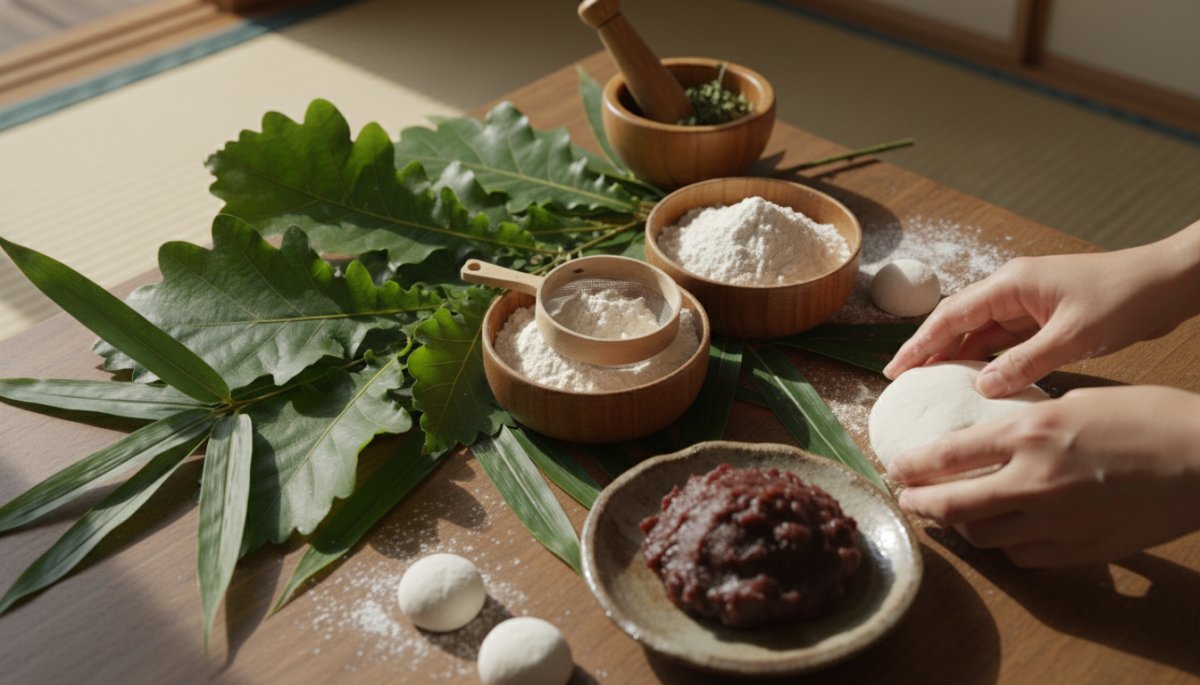 端午の節句の和菓子材料、柏餅とちまきの原料