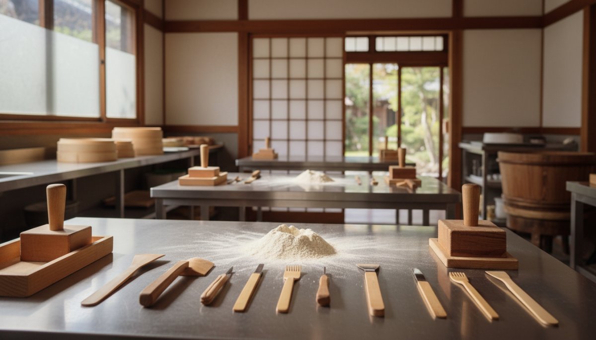 美濃与の米粉を使った和菓子製造風景