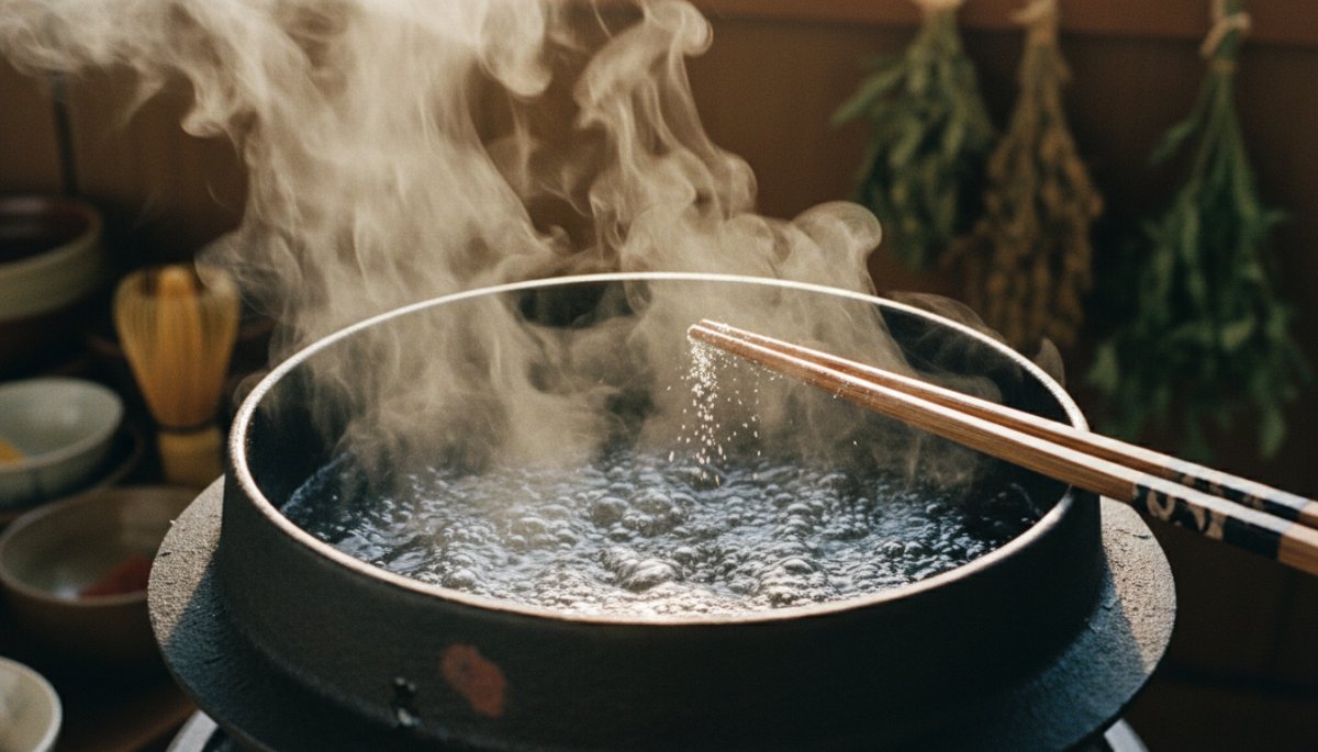 粉寒天を溶かす和菓子製造工程