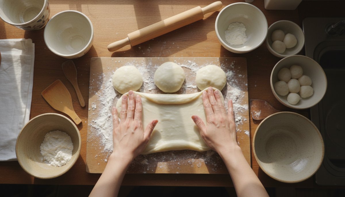 大福の求肥生地を作る工程